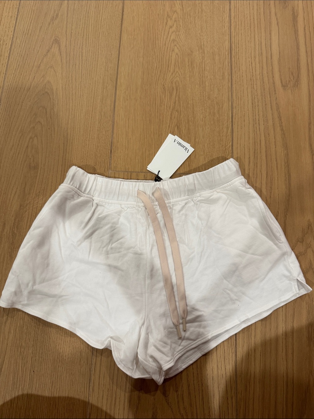Vitamin A Soft Women's White Cotton Drawstring Lounge Shorts